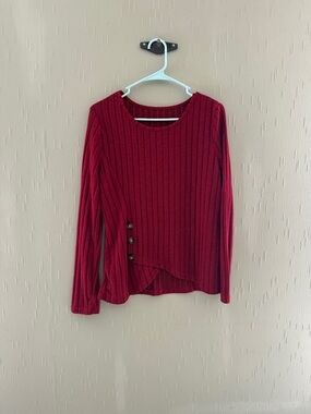 SHEIN Ribbed Long-Sleeve Top in Burgundy